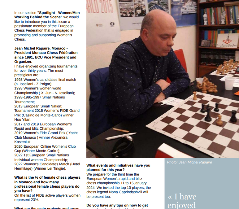 “SPOTLIGHT – Women/Men Working Behind The Scene” with with Jean Michel Rapaire from Monaco Chess